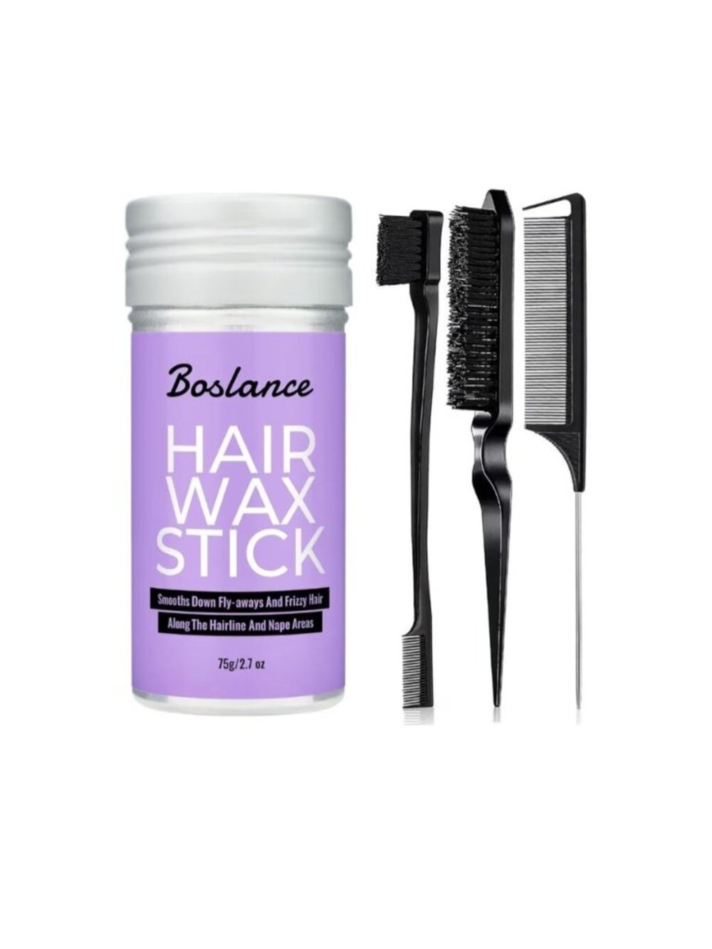 Boslance Hair Wax Stick 3 Brushes Set Taming Frizz Control & Styling Kids Adult